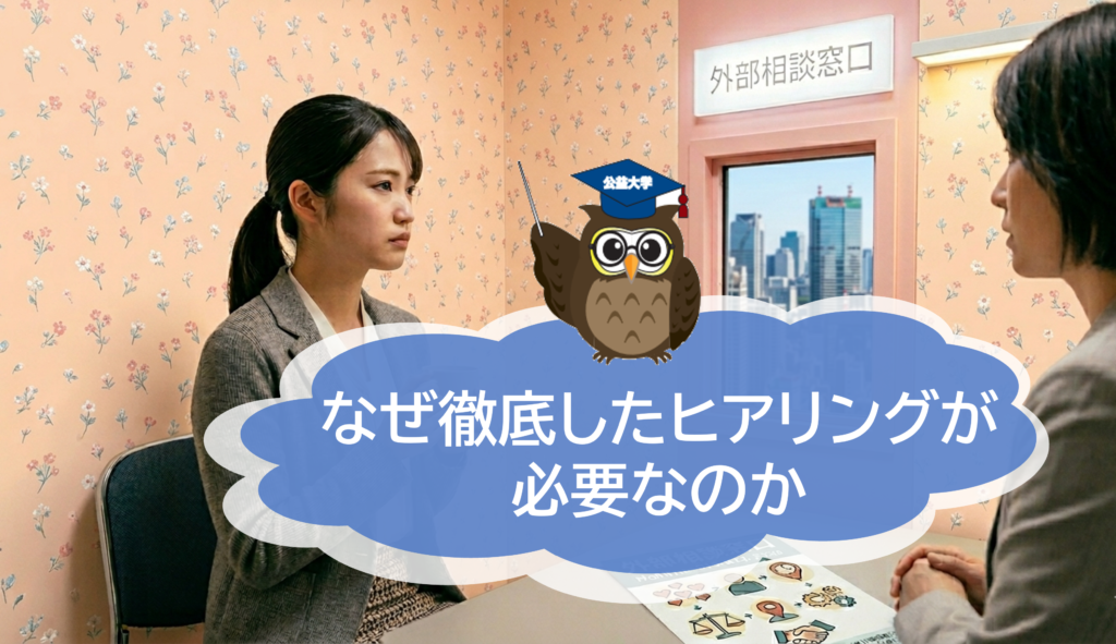 密室のセクハラ相談、真実は「場所」に隠れている――なぜ徹底したヒアリングが必要なのか