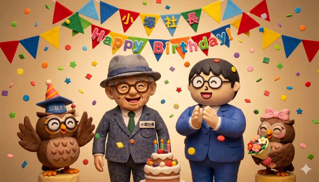 未来を照らす知恵と笑顔！代表取締役CEO小塚直志、72歳の誕生日を従業員で祝福しました！